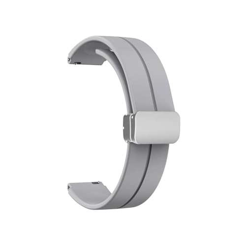 16mm 18mm Silikonarmband for Huawei Talkband B3 B5 B6 B7 Armband Magnetverschluss Armband for Huawei Watch Fit Mini Band, for Garmin (Color : Grey, Size : 18MM_SILVER CLASP) von WUURAA