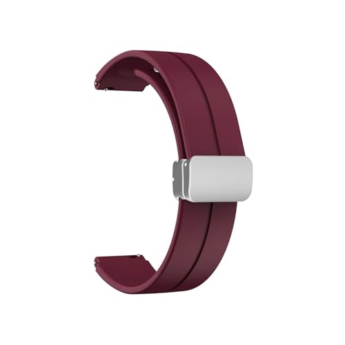 16mm 18mm Silikonarmband for Huawei Talkband B3 B5 B6 B7 Armband Magnetverschluss Armband for Huawei Watch Fit Mini Band, for Garmin (Color : Wine, Size : 16MM_SILVER CLASP) von WUURAA