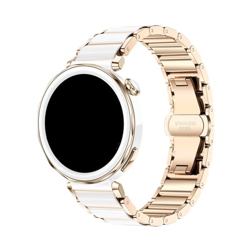 18 mm Keramikarmband for Huawei Watch GT5 Pro 42 mm/GT5 41 mm/GT4 41 mm, Damen-Ersatzarmband, Edelstahl-Schnalle(Rose gold,For GT5 Pro 42MM) von WUURAA