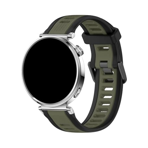 18 mm zweifarbiges Silikonarmband for Huawei Watch GT5/4 41 mm Sportarmband for GT5Pro 42 mm atmungsaktives Armband(Black army green,For GT4 41mm) von WUURAA