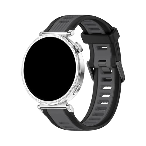 18 mm zweifarbiges Silikonarmband for Huawei Watch GT5/4 41 mm Sportarmband for GT5Pro 42 mm atmungsaktives Armband(Black grey,For GT5 41mm) von WUURAA