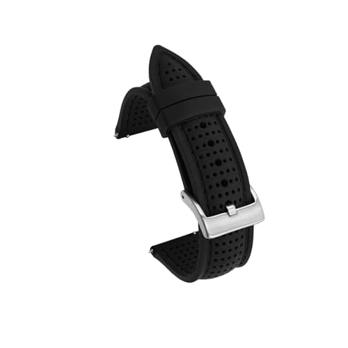 18mm 20mm 22mm 24mm Silikon Sportarmband Wasserdicht Gummi Herren Ersatzband for Samsung S3, for Huawei Watch GT2 46mm, for Amazfit GTR (Color : Black silver, Size : 18mm) von WUURAA
