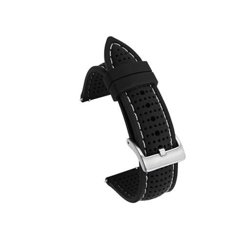 18mm 20mm 22mm 24mm Silikon Sportarmband Wasserdicht Gummi Herren Ersatzband for Samsung S3, for Huawei Watch GT2 46mm, for Amazfit GTR (Color : Black white silver, Size : 24mm) von WUURAA
