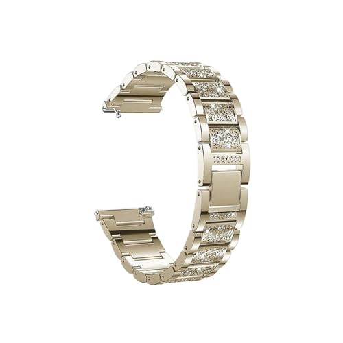 18mm 20mm 22mm Armband Damen Diamantarmband for Garmin Uhrenarmband Vivoactive 4 4S/Venu 3 3S/2 2S/SQ/Vivomove HR Metallstahlgürtel (Color : Champagne gold, Size : 22mm) von WUURAA