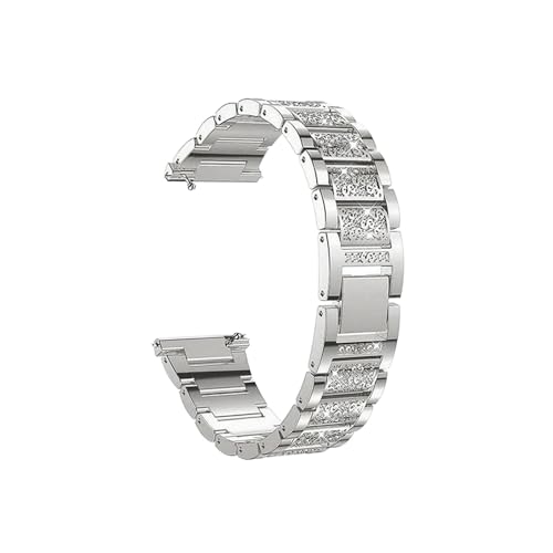 18mm 20mm 22mm Armband Damen Diamantarmband for Garmin Uhrenarmband Vivoactive 4 4S/Venu 3 3S/2 2S/SQ/Vivomove HR Metallstahlgürtel (Color : Silver, Size : 20mm) von WUURAA