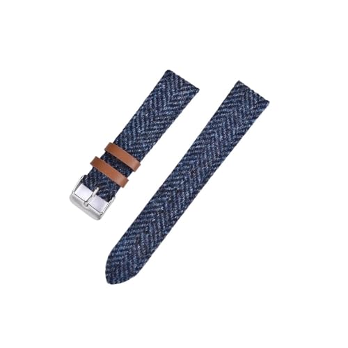 18mm 20mm 22mm Echtes Leder Nylon Uhrenarmband Vintage Weave Armband Männer Frauen Quick Release Handgelenk Band Fit for Huawei Uhr (Color : Blue, Size : 22mm) von WUURAA