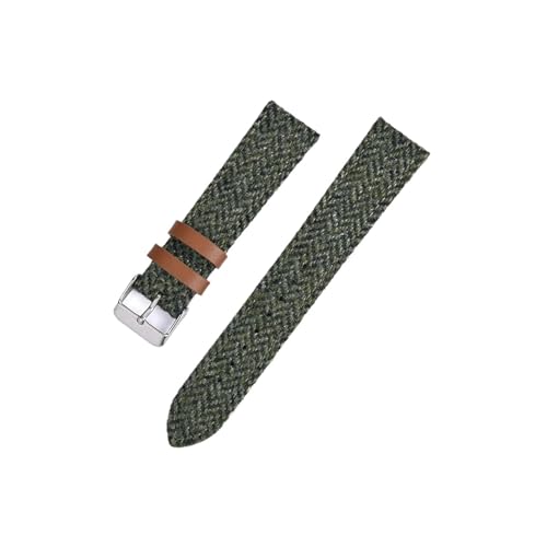 18mm 20mm 22mm Echtes Leder Nylon Uhrenarmband Vintage Weave Armband Männer Frauen Quick Release Handgelenk Band Fit for Huawei Uhr (Color : Green, Size : 22mm) von WUURAA