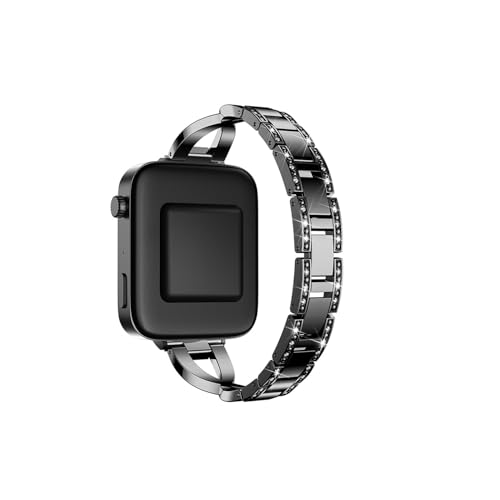 18mm Edelstahl Strass Armband for Xiaomi Uhr Band Ersatz Armband Armband for Huawei B5 Armband (Color : Black, Size : 18mm) von WUURAA