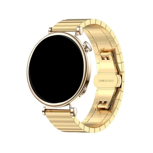 18mm Edelstahlarmband for Huawei Watch GT5 GT4 41mm Armband for Watch GT5 Pro 42mm Metallarmband(Gold,18mm Width) von WUURAA
