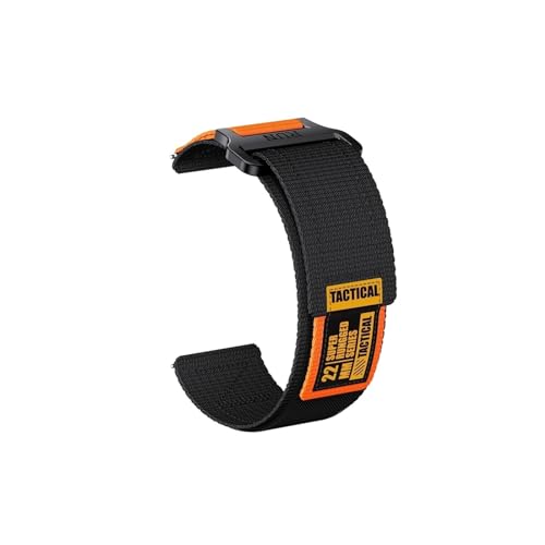 20 22mm Easy Fit Strap for Garmin Forerunner 255/265/965 Armband for Active/Vivoactive 4 Armband Venu universal Band Gürtel (Color : Black orange, Size : 20mm) von WUURAA
