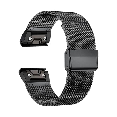 20 mm 22 mm 26 mm Metall-Milanese-Armband, for Garmin Fenix ​​E 8 7 Pro 7X 6 6X 5X 5Plus Quick Fit Edelstahl-Armband(Black,20mm(Fenix 8 43MM)) von WUURAA