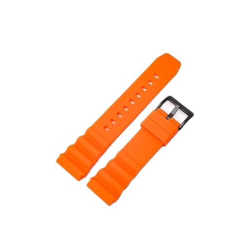 20 mm 22 mm Silikonarmband passend for Seiko SKX007 SRP777J1 CITIZEN Tauchsport-Uhrenarmband Universal-Armbandarmband (Color : Orange black buckle, Size : 20mm) von WUURAA