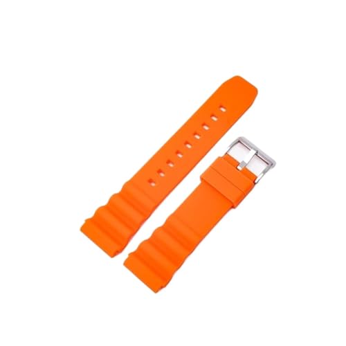 20 mm 22 mm Silikonarmband passend for Seiko SKX007 SRP777J1 CITIZEN Tauchsport-Uhrenarmband Universal-Armbandarmband (Color : Orange silver buckle, Size : 20mm) von WUURAA