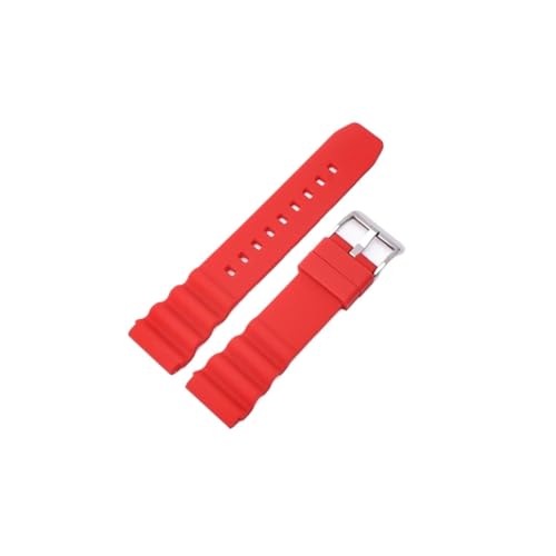 20 mm 22 mm Silikonarmband passend for Seiko SKX007 SRP777J1 CITIZEN Tauchsport-Uhrenarmband Universal-Armbandarmband (Color : Red silver buckle, Size : 22mm) von WUURAA