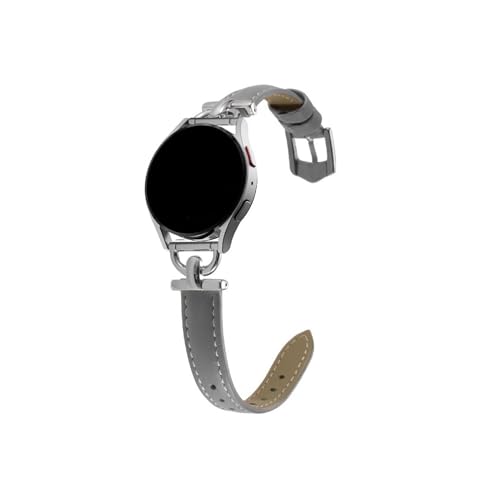 20-mm-Armband, Lederbänder, modisches Armband, passend for Samsung Galaxy Watch 6 5 4 Uhren-Zubehör (Color : Grey, Size : 20mm) von WUURAA