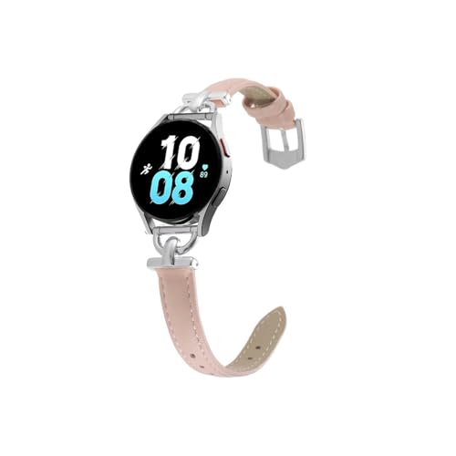 20-mm-Armband, Lederbänder, modisches Armband, passend for Samsung Galaxy Watch 6 5 4 Uhren-Zubehör (Color : Pink, Size : 22mm) von WUURAA