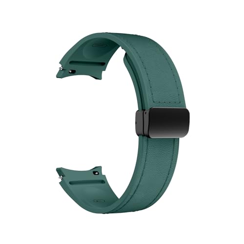 20 mm Armband aus echtem Leder + Silikonarmband for Samsung Galaxy Watch 6 5 4 44 mm 40 mm for Galaxy Watch 6 4 Classic 47 mm 46 mm 43 mm 42 mm (Color : Green, Size : 20mm(Silver buckle)) von WUURAA