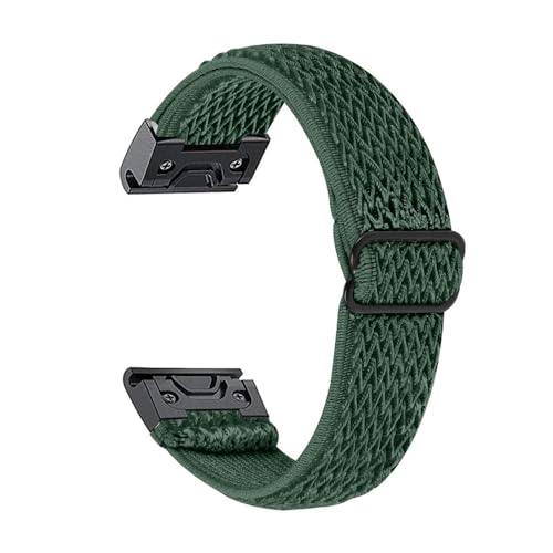 20 mm elastisches Nylonband for Garmin Fenix ​​7S 6S Pro 5S Plus, gewebte Sportuhrenarmband-Schlaufe for Garmin Fenix ​​7S-Verschluss (Color : Army green, Size : 20mm Fenix 5S Plus) von WUURAA