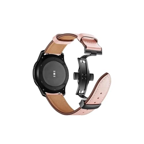 20mm 22mm Lederband for Samsung Galaxy Uhr 4 6 Classic/5 Pro/Active 2/3/42mm/46mm 44mm Armband for Huawei GT/2/4/3 Pro Armband (Color : Black button pink, Size : For Galaxy Active 1-2) von WUURAA