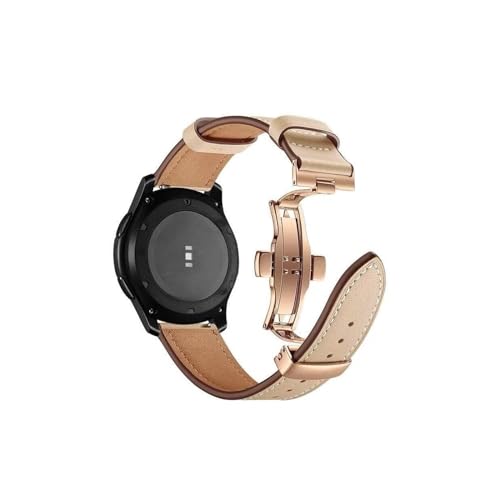 20mm 22mm Lederband for Samsung Galaxy Uhr 4 6 Classic/5 Pro/Active 2/3/42mm/46mm 44mm Armband for Huawei GT/2/4/3 Pro Armband (Color : Rose button apricot, Size : For Galaxy 46mm-Gear S3) von WUURAA