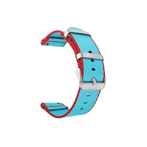 20mm 22mm Nylon Sport Uhr Band for Samsung Galaxy Uhr 4 42mm 46mm Uhr Armband Armband getriebe S3 for Huawei GT2 Aktive Armband (Color : Light Blue Red, Size : 22mm) von WUURAA