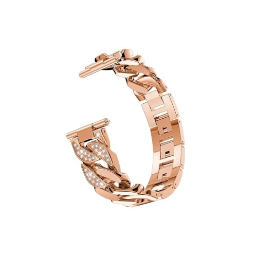 20mm Bling Strap Damen Armband for Samsung Galaxy Watch 6 5/Pro/4/Classic Band 40mm 44mm 45mm 42mm 43mm 47mm Metall Cowboy Kette (Color : Rose gold, Size : For Galaxy Watch4 40) von WUURAA