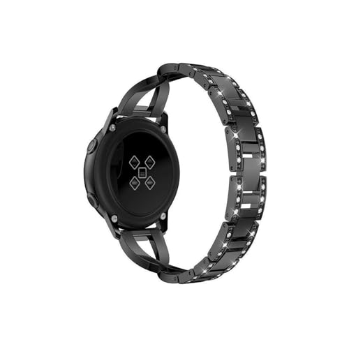 22/20 mm Metallarmband mit Diamanteinlage, passend for Huawei Watch, passend for Samsung Galaxy Watch, for Fitbit Versa (Color : Black, Size : For Fitbit versa 3) von WUURAA