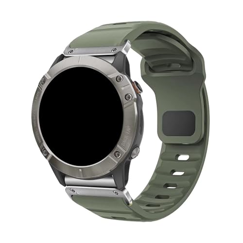 22/26mm Quick Release Silikon Band for Garmin Fenix8 47MM 51MM Armband for Fenix7 7X 6X ersatz Armband(Army green Silver,22mm) von WUURAA