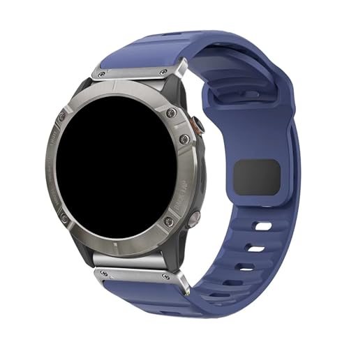 22/26mm Quick Release Silikon Band for Garmin Fenix8 47MM 51MM Armband for Fenix7 7X 6X ersatz Armband(Blue Silver,26mm) von WUURAA