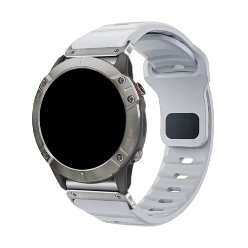 22/26mm Quick Release Silikon Band for Garmin Fenix8 47MM 51MM Armband for Fenix7 7X 6X ersatz Armband(Blue gray silver,22mm) von WUURAA