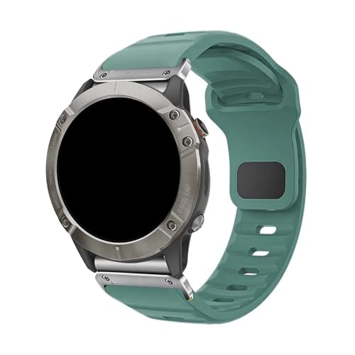 22/26mm Quick Release Silikon Band for Garmin Fenix8 47MM 51MM Armband for Fenix7 7X 6X ersatz Armband(Green Silver,22mm) von WUURAA
