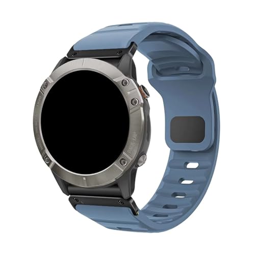 22/26mm Quick Release Silikon Band for Garmin Fenix8 47MM 51MM Armband for Fenix7 7X 6X ersatz Armband(Ice Blue Black,26mm) von WUURAA