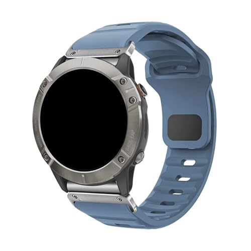22/26mm Quick Release Silikon Band for Garmin Fenix8 47MM 51MM Armband for Fenix7 7X 6X ersatz Armband(Ice Blue Silver,22mm) von WUURAA