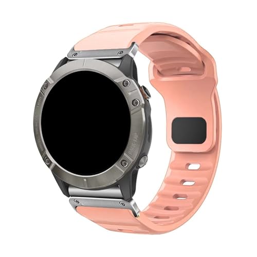 22/26mm Quick Release Silikon Band for Garmin Fenix8 47MM 51MM Armband for Fenix7 7X 6X ersatz Armband(Pink Silver,26mm) von WUURAA