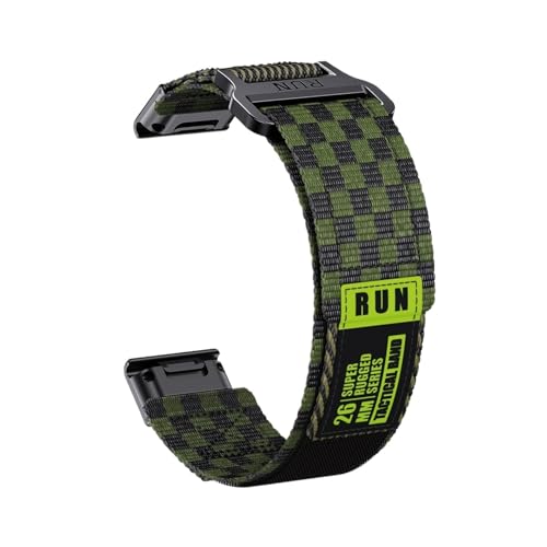 22/26mm QuickFi Nylon Woven Strap for Garmin Fenix ​​8 7 7X 6 6X Pro 5 5X Plus MARQ serie Ersetzen Armband Band Correa(Green,22mm(Fenix 8 47mm)) von WUURAA