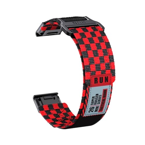 22/26mm QuickFi Nylon Woven Strap for Garmin Fenix ​​8 7 7X 6 6X Pro 5 5X Plus MARQ serie Ersetzen Armband Band Correa(Red,26mm(Fenix 8 51mm)) von WUURAA