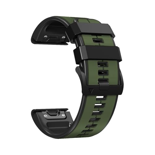 22/26mm Uhrenarmbänder for Garmin Fenix ​​8 7 7X 6 6X Pro 5 5X Plus 3HR 935 Silikon Band quick Release Blumenarmband-weinlese(Army green black,22mm(Fenix 8 47mm)) von WUURAA