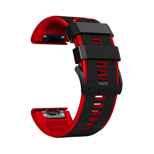 22/26mm Uhrenarmbänder for Garmin Fenix ​​8 7 7X 6 6X Pro 5 5X Plus 3HR 935 Silikon Band quick Release Blumenarmband-weinlese(Black red,26mm(Fenix 8 51mm)) von WUURAA