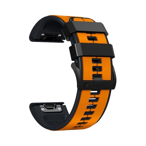 22/26mm Uhrenarmbänder for Garmin Fenix ​​8 7 7X 6 6X Pro 5 5X Plus 3HR 935 Silikon Band quick Release Blumenarmband-weinlese(Orange black,22mm(Fenix 8 47mm)) von WUURAA