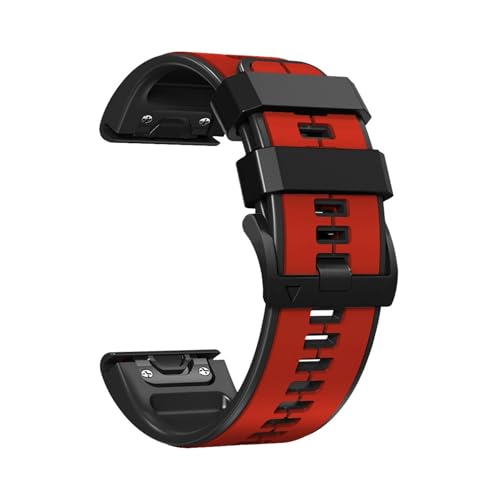 22/26mm Uhrenarmbänder for Garmin Fenix ​​8 7 7X 6 6X Pro 5 5X Plus 3HR 935 Silikon Band quick Release Blumenarmband-weinlese(Red black,26mm(Fenix 7X 6X 5X)) von WUURAA