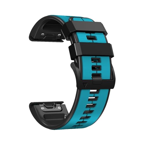 22/26mm Uhrenarmbänder for Garmin Fenix ​​8 7 7X 6 6X Pro 5 5X Plus 3HR 935 Silikon Band quick Release Blumenarmband-weinlese(Sky blue black,26mm) von WUURAA