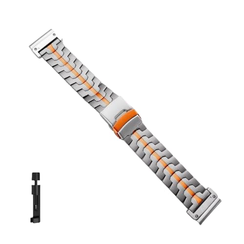 22 26 mm Quick Fit Edelstahlarmband for Garmin Fenix ​​8 51 mm 7 47 mm 7X 6 6X Pro Metallband for Garmin Fenix ​​5 5X Plus Armband(NO.2 Titanium Orange,For Fenix 6 6Pro) von WUURAA