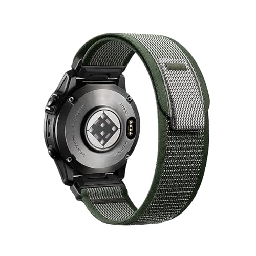 22 26mm QuickFit Nylon-Gewebeband for Garmin Fenix ​​8 47/51mm 7 7X 6 6X Pro 5X Plus Enduro 3 Atmungsaktives Sportarmband(Army green,26mm(Fenix 7X 6X 5X)) von WUURAA