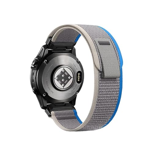 22 26mm QuickFit Nylon-Gewebeband for Garmin Fenix ​​8 47/51mm 7 7X 6 6X Pro 5X Plus Enduro 3 Atmungsaktives Sportarmband(Gray blue,26mm(Fenix 7X 6X 5X)) von WUURAA