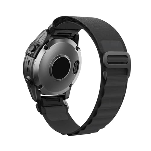 22 mm 26 mm Nylon-Schnellmontagearmband for Garmin Fenix ​​8 7X 7 Pro Fenix ​​6X 6 5X 5Plus Tactix 7 Forerunner 965 955 Enduro 2 Loop-Band(Black,Quick fit26mm) von WUURAA