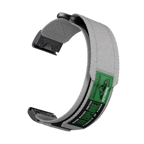 22 mm 26 mm Nylon-Schnellverschlussband for Garmin Fenix 7X 8 7 Pro 6X 6 5X 5Plus Tactix7 Forerunner 965 955 Enduro 3 2 Schleifenband(Grey,22mm-Fenix 8 47mm) von WUURAA