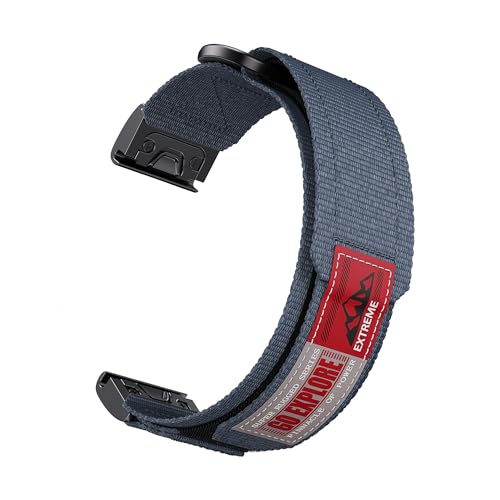 22 mm 26 mm Nylon-Schnellverschlussband for Garmin Fenix 7X 8 7 Pro 6X 6 5X 5Plus Tactix7 Forerunner 965 955 Enduro 3 2 Schleifenband(Navy blue,22mm-Epix Pro 47mm) von WUURAA