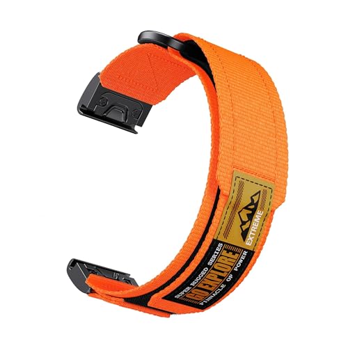 22 mm 26 mm Nylon-Schnellverschlussband for Garmin Fenix 7X 8 7 Pro 6X 6 5X 5Plus Tactix7 Forerunner 965 955 Enduro 3 2 Schleifenband(Orange,26mm-Fenix 8 51mm) von WUURAA