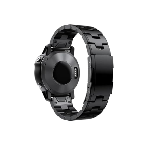 22 mm 26 mm Quick Fit Titan Metall Uhrenarmband, for Garmin Fenix ​​7X 7 6X Pro 5X Plus/Instinct/Epix Armband (Color : Black, Size : 26mm) von WUURAA