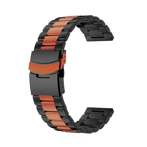 22 mm Edelstahlarmband for Huawei Watch 4 4Pro Ultimate GT3 GT4 GT5 GT5Pro Metall-Ersatzarmband(Black orange,For Ultimate) von WUURAA